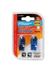 Coppia lampadine alogene Blu Xe 12V W21W W3x16d