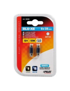 Coppia lampadine alogene Blu Xe Siluro 28mm SV7 8 10W 12V
