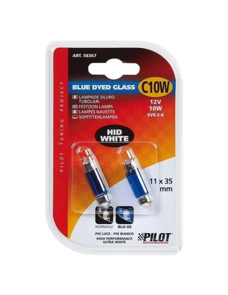 Coppia lampadine alogene Blu Xe Siluro 35mm SV8 5 8 10W 12V