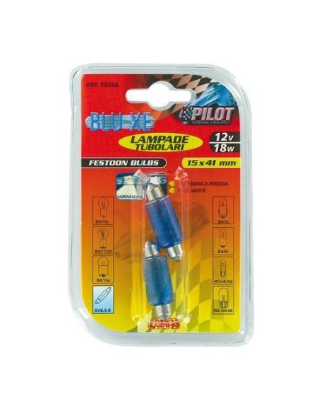 Coppia lampadine alogene Blu Xe Siluro 41mm SV8 5 8 18W 12V