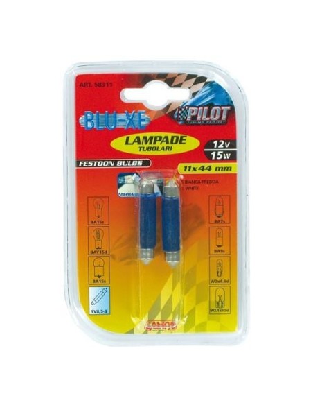 Coppia lampadine alogene Blu Xe Siluro 44mm SV8 5 8 15W 12V