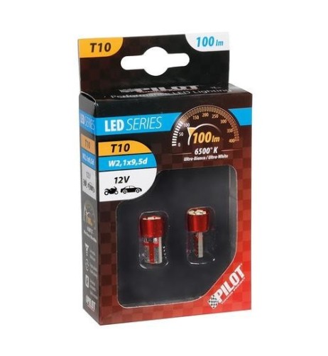 Coppia lampadine auto T10 W2 1x9 5d 6 Led SMD 12V 6500K con resistenza