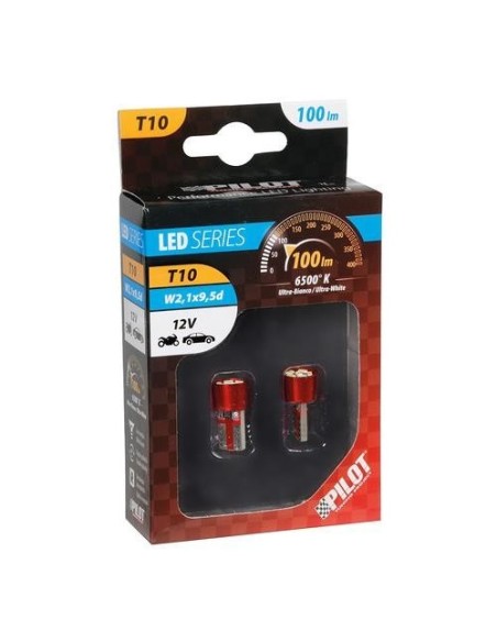 Coppia lampadine auto T10 W2 1x9 5d 6 Led SMD 12V 6500K con resistenza