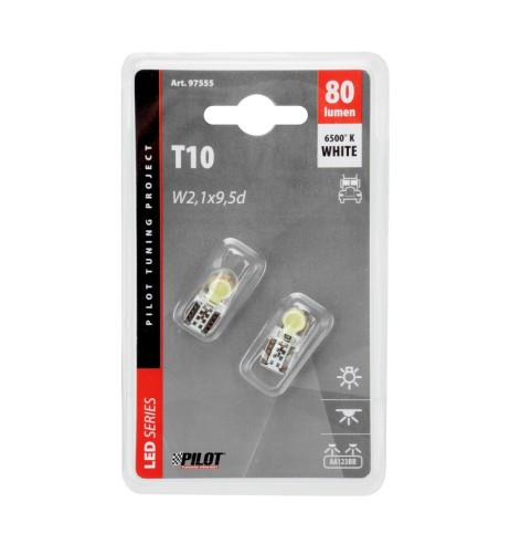 Coppia lampadine camion T10 W2 1x9 5d 2 Led COB 24 32V Bianco