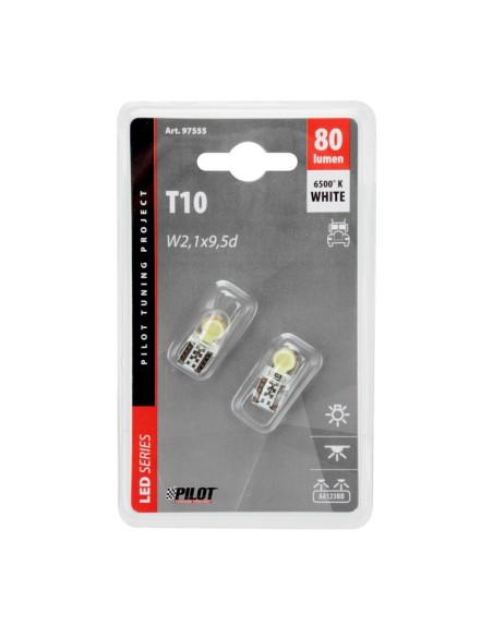 Coppia lampadine camion T10 W2 1x9 5d 2 Led COB 24 32V Bianco