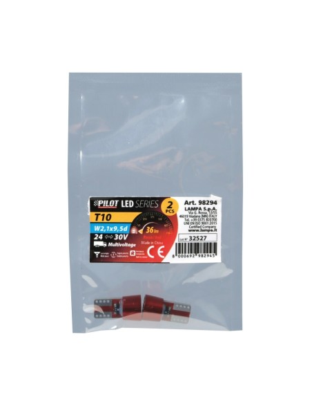 Coppia lampadine camion T10 W2 1x9 5d 6 Led SMD 24V con resistenza Rosso