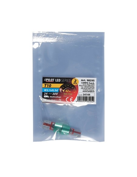 Coppia lampadine camion T10 W2 1x9 5d 6 Led SMD 24V con resistenza Verde