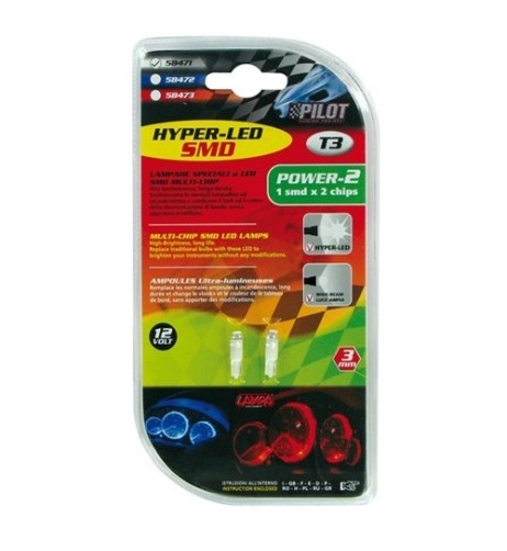 Coppia lampadine Hyper Led Power 2 T3 W2x4 6d 12V bianco