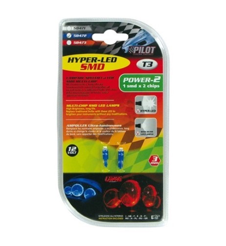 Coppia lampadine Hyper Led Power 2 T3 W2x4 6d 12V blu