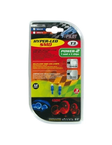 Coppia lampadine Hyper Led Power 2 T3 W2x4 6d 12V blu