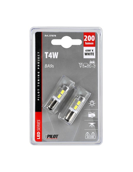 Coppia lampadine LED BA9s T4W 9 32V 6500K bianco doppia polarit 