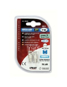 Coppia lampadine Mega Led 24 28V T10 W2 1x9 5d 3 LED 2
