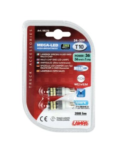 Coppia lampadine Mega Led 24 30V T10 W2 1x9 5d 36 LED 2