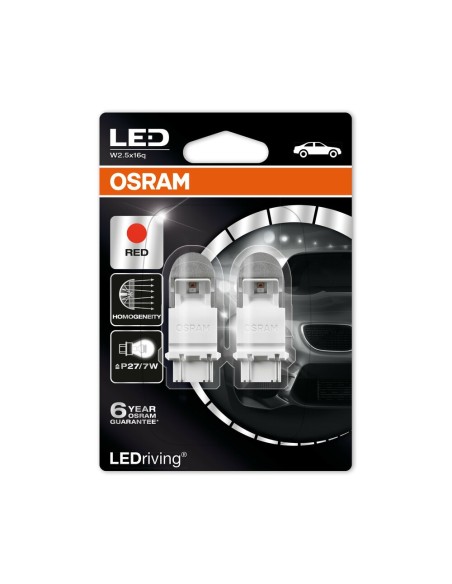 Coppia lampadine Osram 12V LEDriving Retrofit P27 7W W2 5x16q rosso