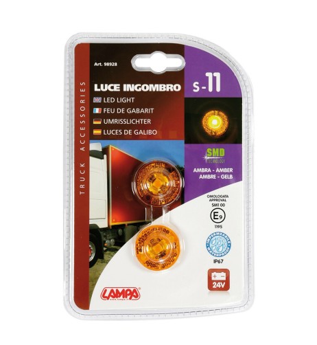 Coppia luci ingombro perimetrale LED camion 24V Arancio