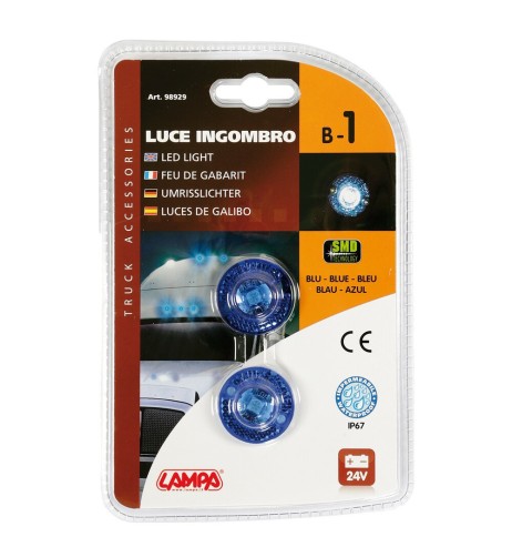 Coppia luci ingombro perimetrale LED camion 24V Blu