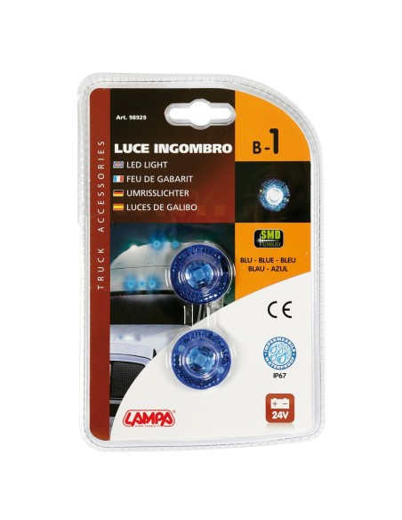 Coppia luci ingombro perimetrale LED camion 24V Blu