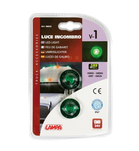 Coppia luci ingombro perimetrale LED camion 24V Verde