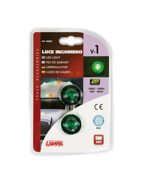 Coppia luci ingombro perimetrale LED camion 24V Verde