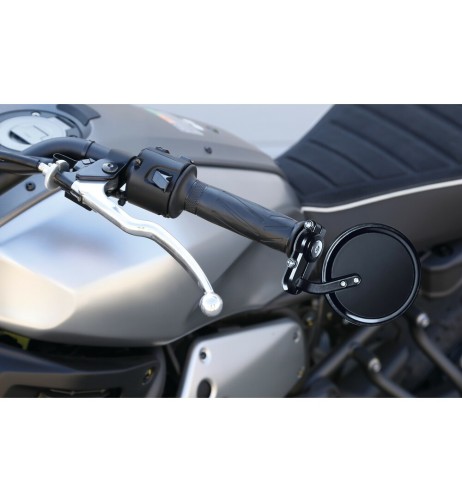 Coppia specchi retrovisori moto Dernier attacco a manubrio Nero
