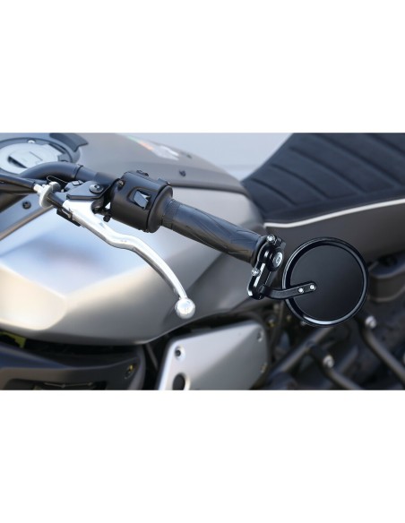 Coppia specchi retrovisori moto Dernier attacco a manubrio Nero