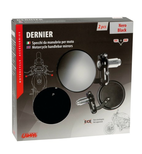 Coppia specchi retrovisori moto Dernier attacco a manubrio Nero