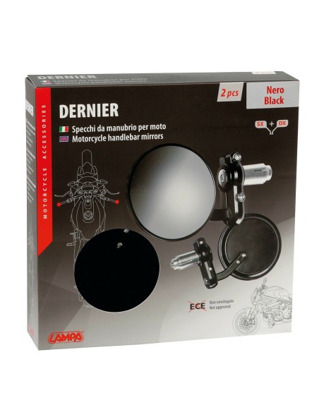 Coppia specchi retrovisori moto Dernier attacco a manubrio Nero