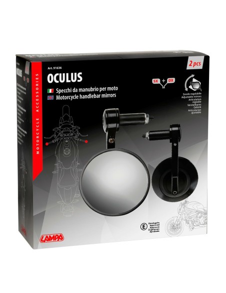 Coppia specchi retrovisori moto Oculus attacco a manubrio Nero