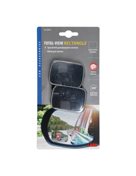 Coppia specchietti grandangolari convessi regolabili rettangolari 64x45mm