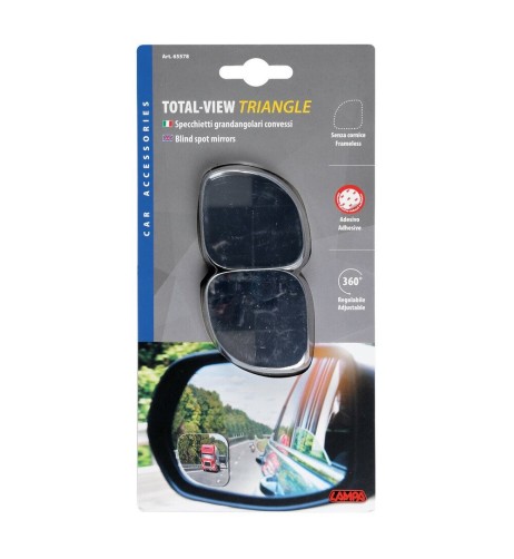 Coppia specchietti grandangolari convessi regolabili trinagolo 50x50mm