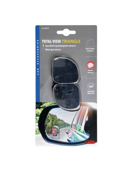 Coppia specchietti grandangolari convessi regolabili trinagolo 50x50mm