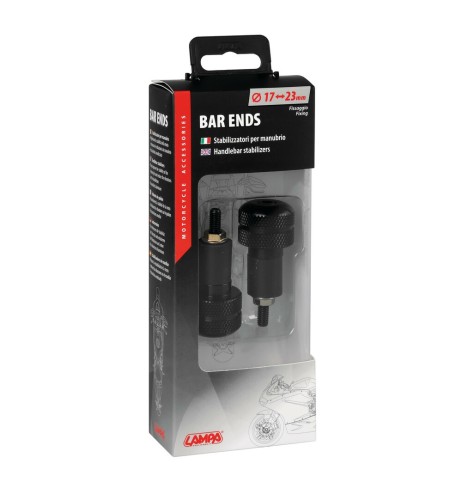 Coppia stabilizzatori end 3 manubrio moto 17 23mm Nero