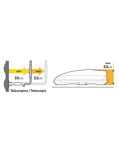 Coppia supporti telescopici fissaggio laterale parete per box tetto type 1 2