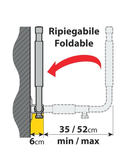 Coppia supporti telescopici fissaggio laterale parete per box tetto type 1