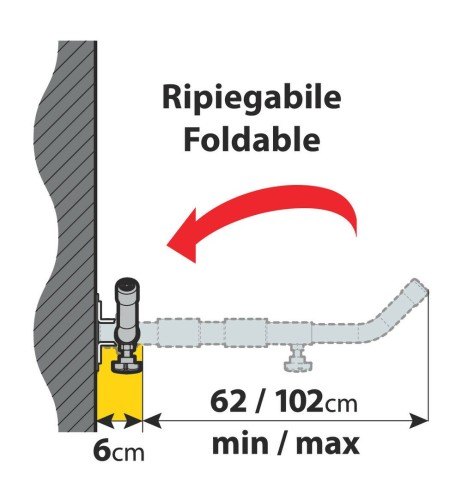 Coppia supporti telescopici fissaggio laterale parete per box tetto type 2