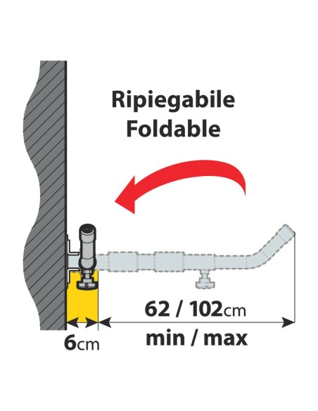 Coppia supporti telescopici fissaggio laterale parete per box tetto type 2