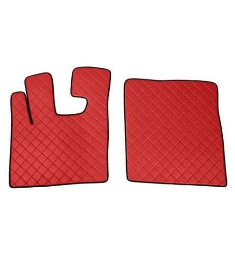 Coppia tappeti camion in similpelle imbottiti colore Rosso DAF XF 105