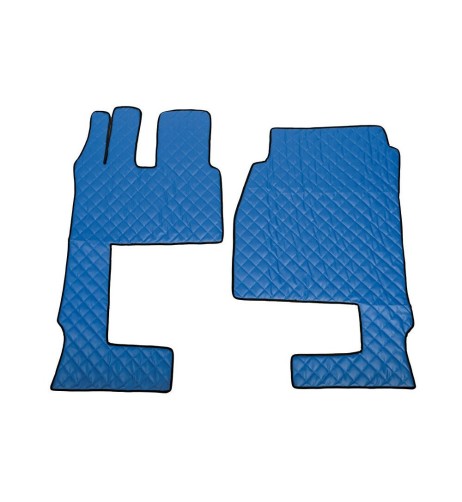 Coppia tappeti camion similpelle Blu Mercedes Actros MP4 MP5 cab Larga