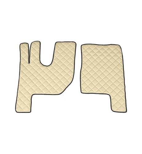 Coppia tappeti camion similpelle imbottiti Beige Renault T con tunnel