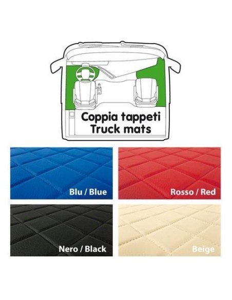 Coppia tappeti camion similpelle imbottiti Blu Mercedes Actros MP3 Tunnel A