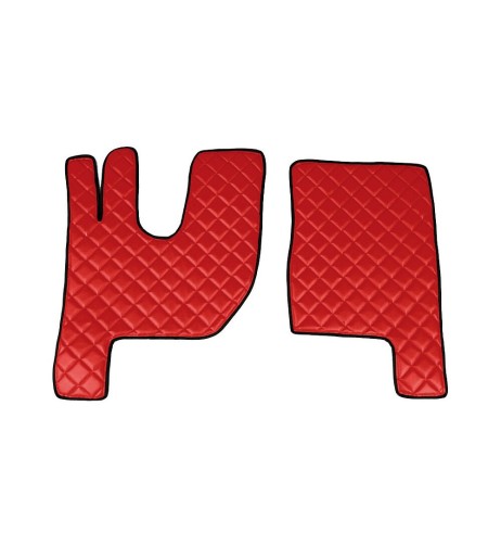 Coppia tappeti camion similpelle imbottiti Rosso Renault T con tunnel