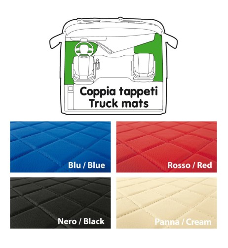 Coppia tappeti camion similpelle imbottiti Rosso Renault T cabina night