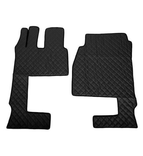 Coppia tappeti camion similpelle Nero Mercedes Actros MP4 MP5 cab Larga