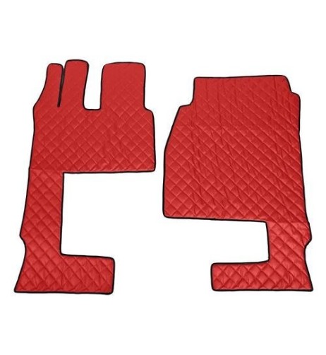 Coppia tappeti camion similpelle Rosso Mercedes Actros MP4 MP5 cab Larga