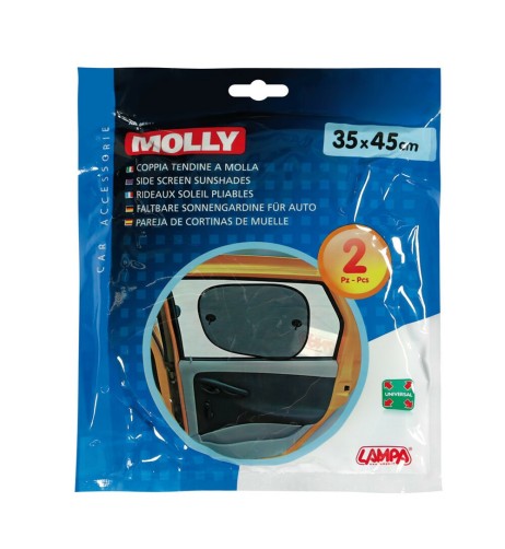 Coppia tendine parasole a molla auto 35x45cm doppia ventosa