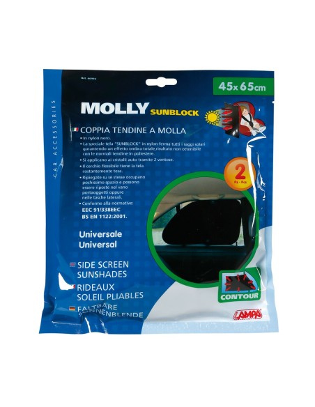 Coppia tendine parasole a molla auto 45x65cm doppia ventosa