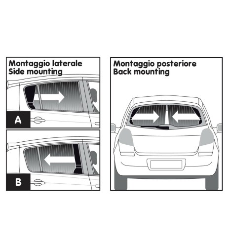 Coppia tendine parasole auto scorrevoli 50cm altezza 37 42cm