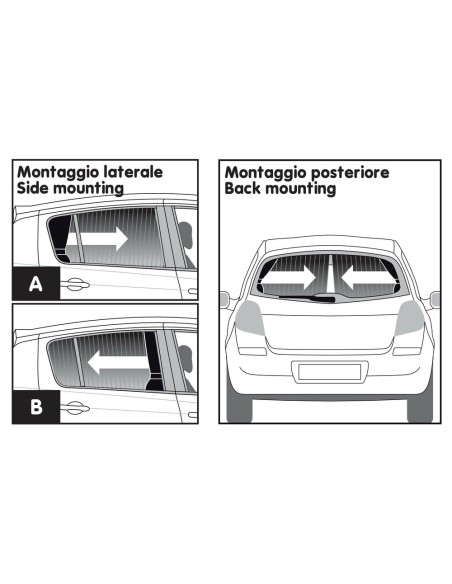 Coppia tendine parasole auto scorrevoli 50cm altezza 37 42cm