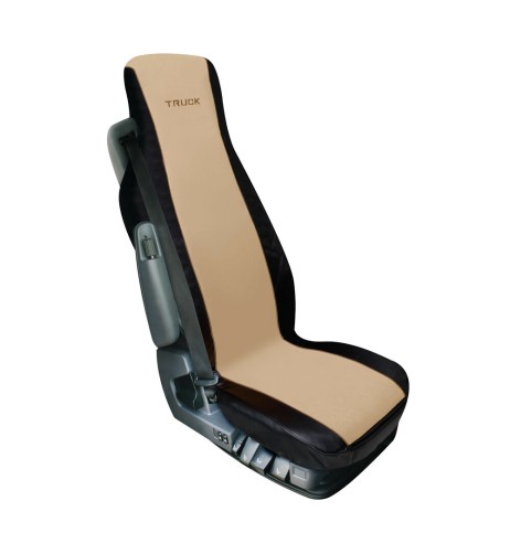 Coprisedile singolo camion poliestere e similpelle beige nero ELISA