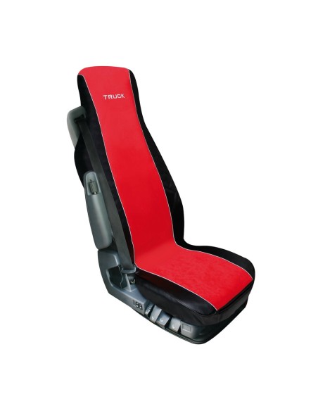 Coprisedile singolo camion poliestere e similpelle rosso nero ELISA